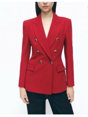 NWT Zara Bold Pink Double-Breasted Blazer